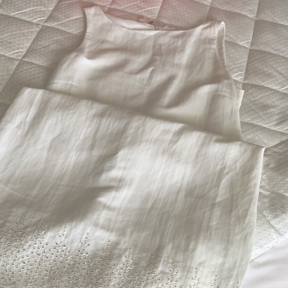 NWT white linen eyelets dress size 10